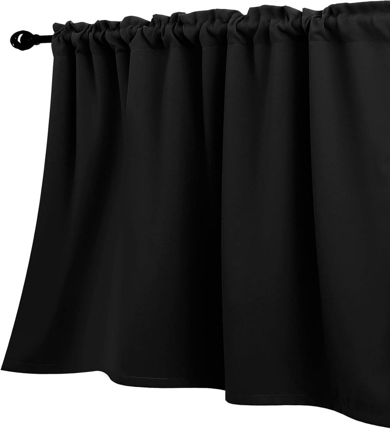 KOUFALL Black Valances for Windows,Blackout Valance Curtains for Kitchen Bathroom,18 Inch Length - Image 1